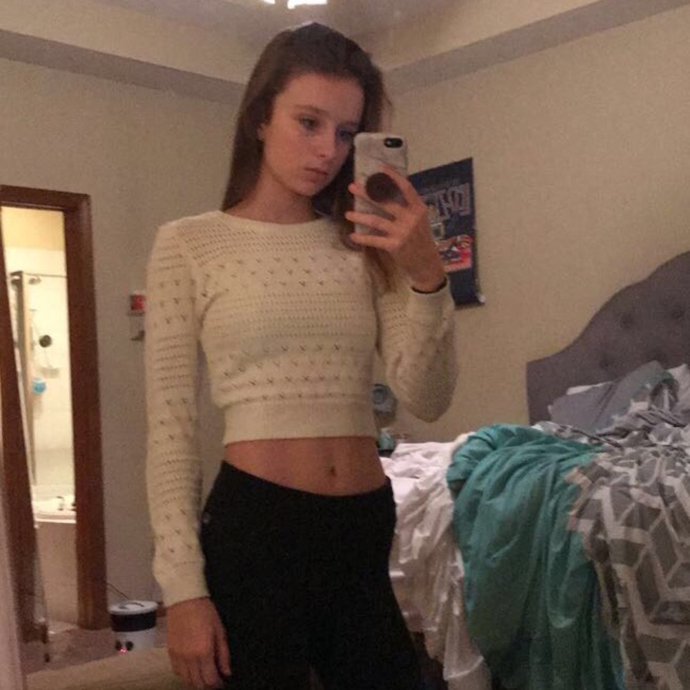 white knit crop top